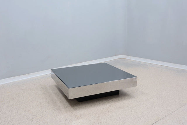 Mirrored glass low coffee table NY FORM 1960s