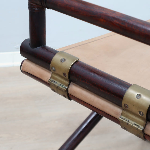 1950s McGuire bamboo and leather director's chair. Chaise metteur en scène McGuire bambou cuir 1950. McGuire Regiestuhl Bambus Leder 1950er.