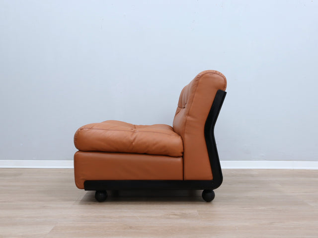 Amanta leather armchairs Cognac-Leder restauriert fauteuils vintage  Mario Bellini C&B Italia 1960s