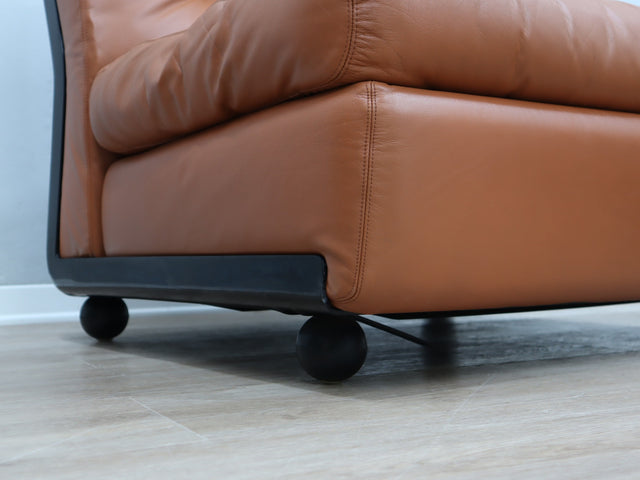Amanta leather armchairs Cognac-Leder restauriert fauteuils vintage  Mario Bellini C&B Italia 1960s