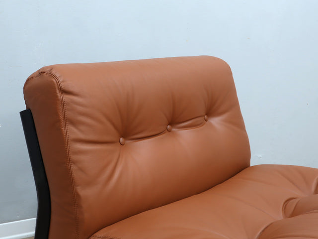 Amanta leather armchairs Cognac-Leder restauriert fauteuils vintage  Mario Bellini C&B Italia 1960s