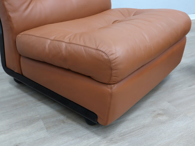 Amanta leather armchairs Cognac-Leder restauriert fauteuils vintage  Mario Bellini C&B Italia 1960s