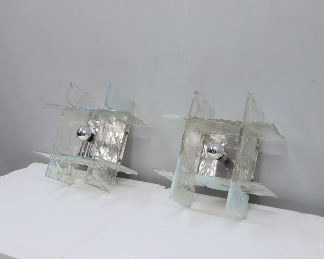 Murano glass sconces Carlo Nason for Mazzega 1960s Italy, set of 2