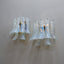 Pair of 1980s La Murrina Murano opal glass petal wall sconces with gold frame. Coppia applique vetro Murano La Murrina anni 80.