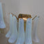 Pair of 1980s La Murrina Murano opal glass petal wall sconces with gold frame. Coppia applique vetro Murano La Murrina anni 80.
