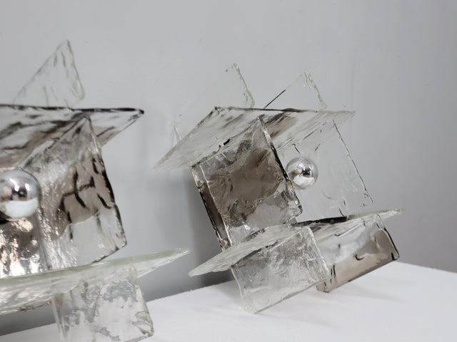 Pair of 1960s Carlo Nason Murano Glass Sconces Wandleuchten, Apliques cristal Murano