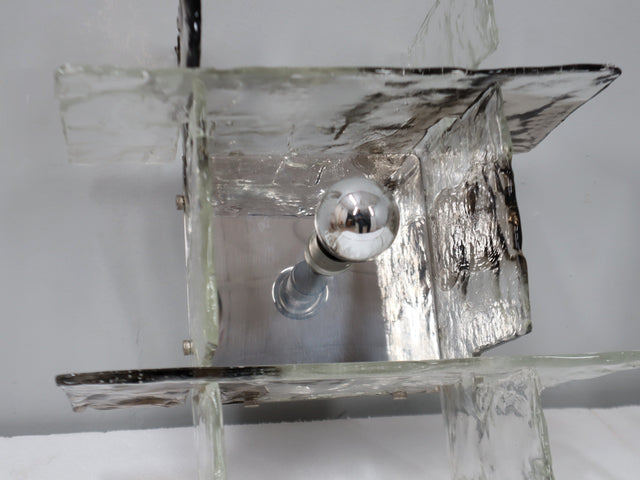 Pair of 1960s Carlo Nason Murano Glass Sconces Wandleuchten, Apliques cristal Murano