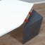 1980s Saporiti Post-Modern desk by Franco Corradini, sail-shaped white top, red metal legs. Scrivania vintage anni 80. Bureau Memphis design.