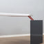 1980s Saporiti Post-Modern desk by Franco Corradini, sail-shaped white top, red metal legs. Scrivania vintage anni 80. Bureau Memphis design.