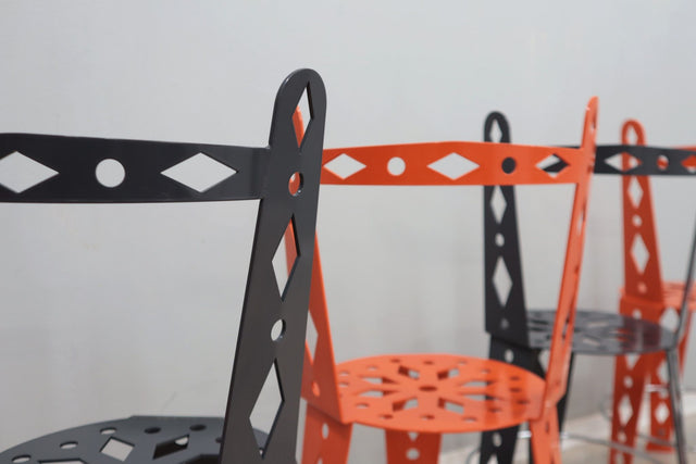 Post modern set of 6 lacquered metal chairs ARTIFORT 2000s