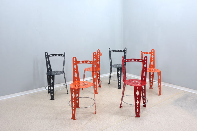 Post modern set of 6 lacquered metal chairs ARTIFORT 2000s