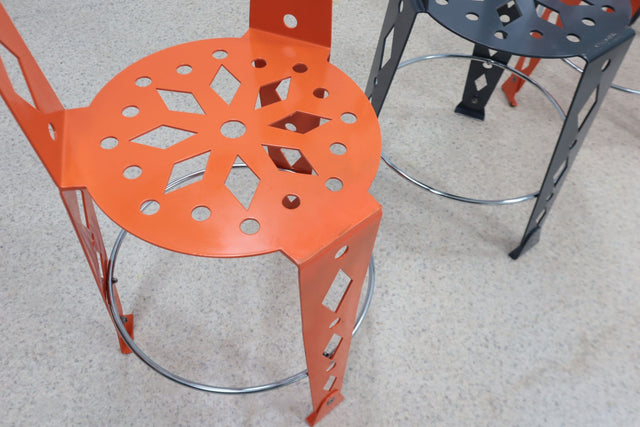 Post modern set of 6 lacquered metal chairs ARTIFORT 2000s