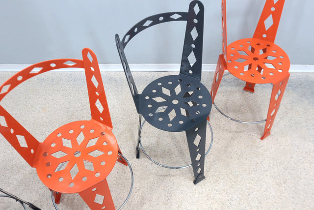 Post modern set of 6 lacquered metal chairs ARTIFORT 2000s