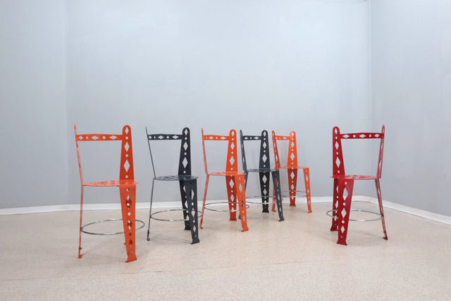 Post modern set of 6 lacquered metal chairs ARTIFORT 2000s