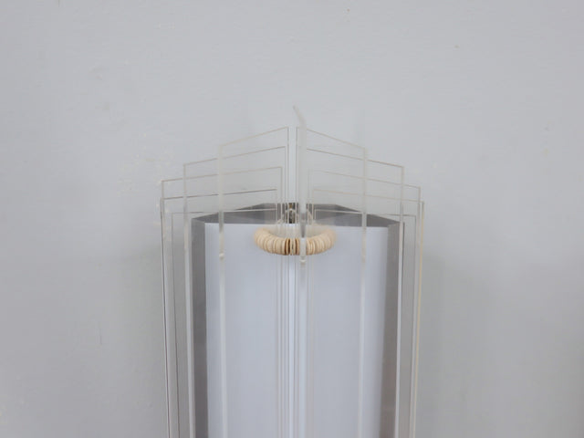 Set of 3 Italian chrome and acrylic blades wall sconces 1970s