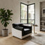 1965 Joe Colombo for Comfort "Golf Club 1002" black leather and white lacquered wood lounge armchair. Fauteuil en cuir noir et bois laqué blanc vintage