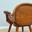 1970s Italian rustic bentwood and aged leather living room set with sofa, barrel armchairs, coffee table. Salotto vintage legno e pelle.