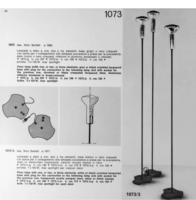1073 Gino Sarfatti floor lamp ARTELUCE 1950s