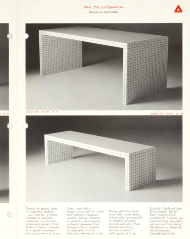 Vintage Quaderna desk / console SUPERSTUDIO edition 1970s