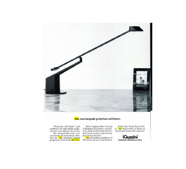 Post-modern ALA adjustable table lamp Rodolfo Bonetto, GUZZINI 1980s