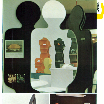 Acerbis Narciso post-modern mirror. Specchio vintage silhouette anni 80. Miroir design en pierre Serena. Postmoderner Spiegel.