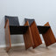 Segesta chairs Afra & Tobia Scarpa for Stildomus 1970s Walnut veneer wood fauteuils en cuir de créateur Designer-Holzstühle