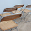 Set 4 sedie Plia Castelli Vienna straw folding chairs, chaises plianti vintage en cannage, Wiener Geflecht Design, rejilla de Viena y cromo.