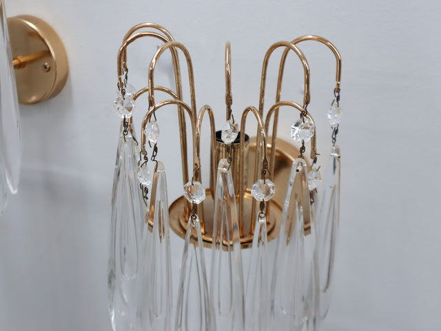 Set of 4 vintage Murano teardrop glass wall sconces 1980s