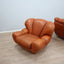 Pair of Large 1970s Italian organic Leather clamshell Lounge Chairs