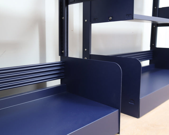 Vintage 1970s "Congresso" industrial metal bookcase by Lips Vago in rare bluette / Étagère modulable / Congresso Regal / Estantería azul