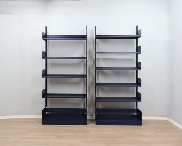 Vintage 1970s "Congresso" industrial metal bookcase by Lips Vago in rare bluette / Étagère modulable / Congresso Regal / Estantería azul