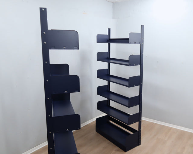 Vintage 1970s "Congresso" industrial metal bookcase by Lips Vago in rare bluette / Étagère modulable / Congresso Regal / Estantería azul