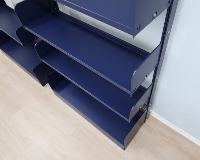 Vintage 1970s "Congresso" industrial metal bookcase by Lips Vago in rare bluette / Étagère modulable / Congresso Regal / Estantería azul