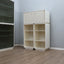 1960s Italian Space Age white lacquered modular bookcase system with smoked glass doors and open shelving modules in a clean minimalist set.   