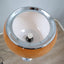 1960s Harvey Guzzini "Bud Grande" floor lamp for Meblo with amber perspex shade Lampadaire des années 60 en perspex ambre et  chromée