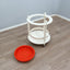 1960s Italian Space Age white lacquered wood serving trolley with orange ABS tray. Desserte vintage orange et blanc 60s. Space Age Servierwagen.   