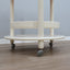 1960s Italian Space Age white lacquered wood serving trolley with orange ABS tray. Desserte vintage orange et blanc 60s. Space Age Servierwagen.   