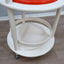 1960s Italian Space Age white lacquered wood serving trolley with orange ABS tray. Desserte vintage orange et blanc 60s. Space Age Servierwagen.   