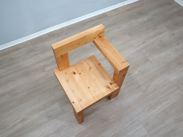 Vintage Steltman Chair: geometric wood masterpiece, design scultoreo anni 80, chaise d'art, Stuhl Klassiker, silla de vanguardia. Restored & Ready.