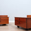 Stildomus walnut bedside tables 1970s – Italian mid-century design, tables de chevet vintage, Nachttische auf Rollen 70er Jahre.