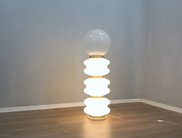 Stilux Milano Birillo 70s Floor Lamp Murano Glass Space Age Design Skulptur. Lampada da Terra Vintage, Verre de Murano, Original Label, Ottime Condizioni.