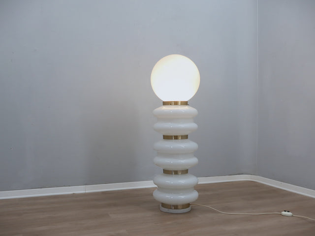 Stilux Milano Birillo 70s Floor Lamp Murano Glass Space Age Design Skulptur. Lampada da Terra Vintage, Verre de Murano, Original Label, Ottime Condizioni.