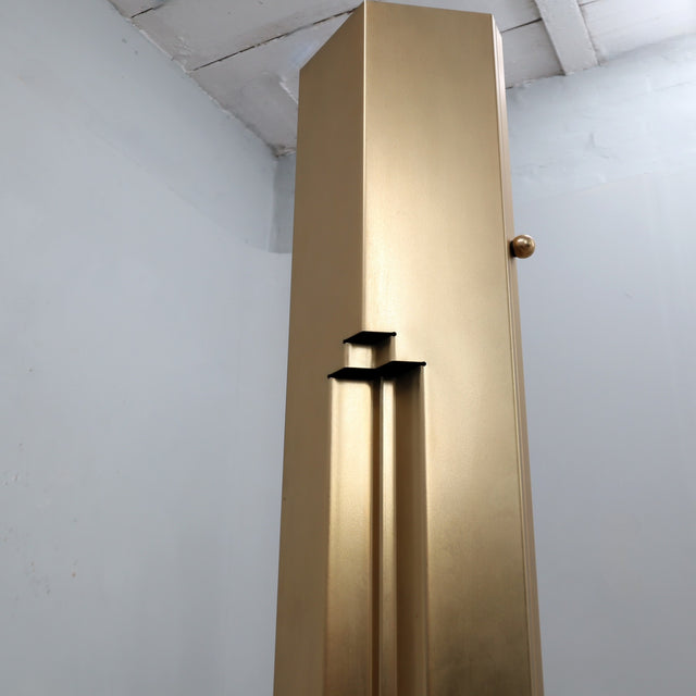 Kazuhide Takahama Totem lamp, gold floor lamp Sirrah 1980s, Italian postmodern lighting, vintage brass floor lamp,