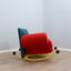 Topolino rocking chair Felice Rossi, 1980s Italian design, Seveso & Trezzi. Poltrona dondolo bouclé. Rare fauteuil bascule. Design Klassiker Schaukel.