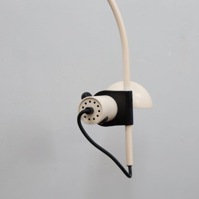 Vintage white arched desk clamp lamp designed by Raul Barbieri for Tronconi, 1970s Italian design