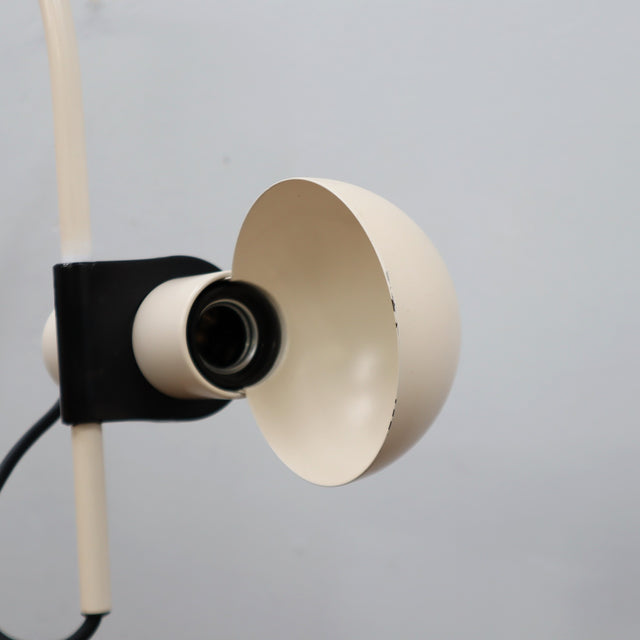 Vintage white arched desk clamp lamp designed by Raul Barbieri for Tronconi, 1970s Italian design