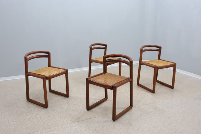 Vienna Straw curved wood chairs 1970s, set of 4