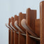 Italian 1970s La Moderna wood entryway coat rack with amber mirrors Gronda style, appendiabiti vintage, Garderobe mit Spiegel, vestiaire, perchero