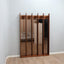 Italian 1970s La Moderna wood entryway coat rack with amber mirrors Gronda style, appendiabiti vintage, Garderobe mit Spiegel, vestiaire, perchero