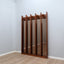 Italian 1970s La Moderna wood entryway coat rack with amber mirrors Gronda style, appendiabiti vintage, Garderobe mit Spiegel, vestiaire, perchero